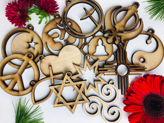 Interfaith Christmas Ornaments, Coexist Decor, Religious Ornaments, Interfaith Decorations, Interfaith Home Decor, Boho Decor, Set of 13