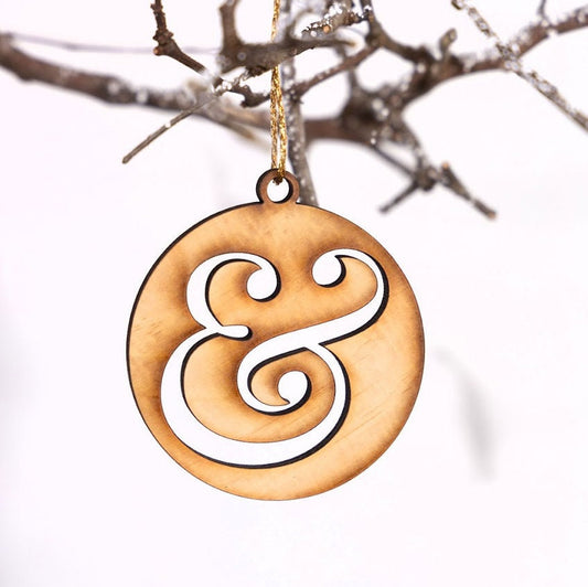 Ampersand Ornament, And symbol, client appreciation gift, wood ornaments, inclusivity gift, Christmas ornament, wood ornament, Etsy gifts
